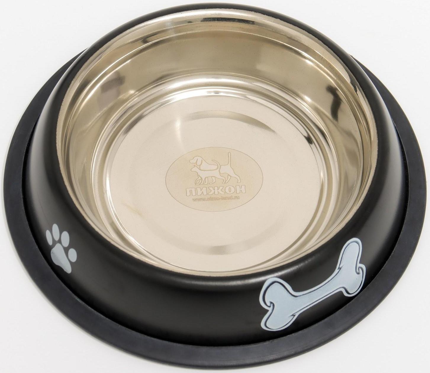 Миска с нескользящим основанием с принтом, 445 мл, чёрная