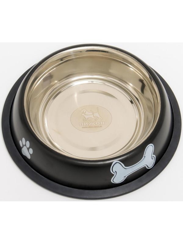 Миска с нескользящим основанием с принтом, 445 мл, чёрная