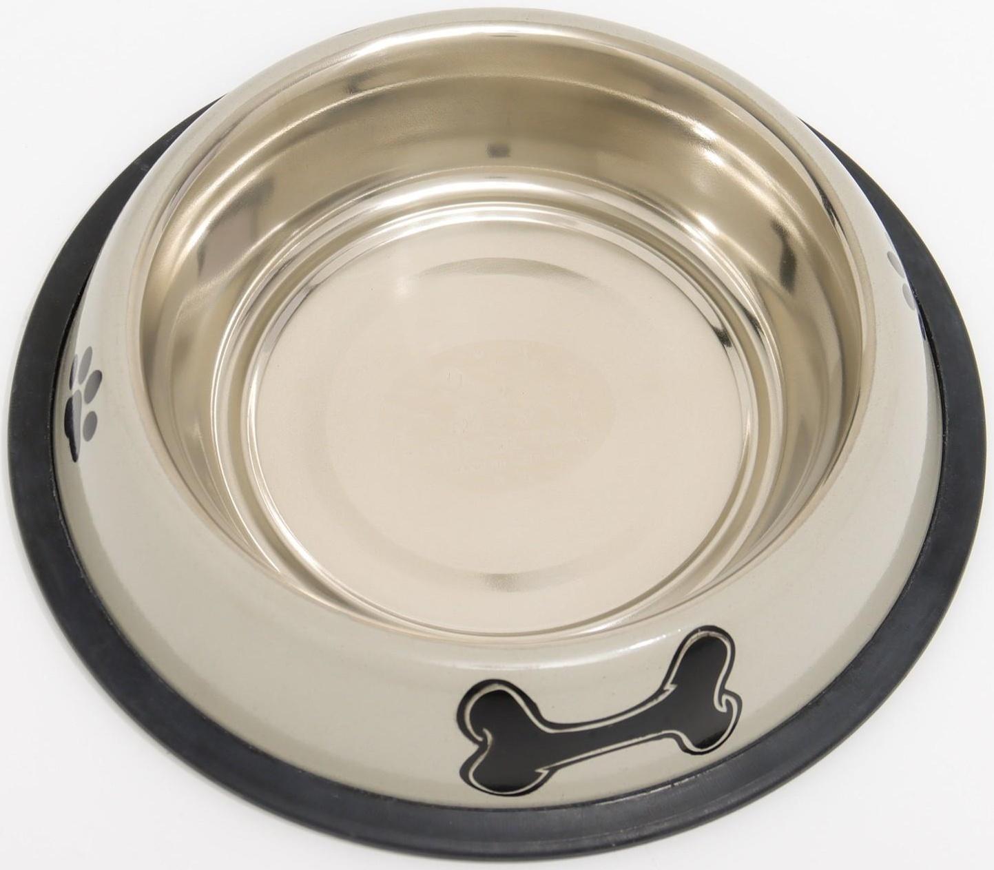 Миска с нескользящим основанием с принтом, 445 мл, серая