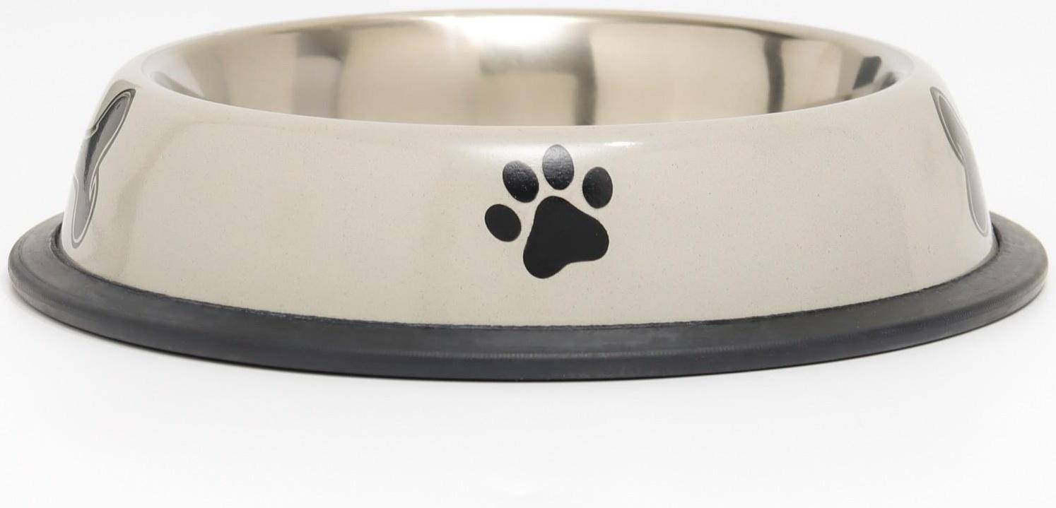 Миска с нескользящим основанием с принтом, 445 мл, серая