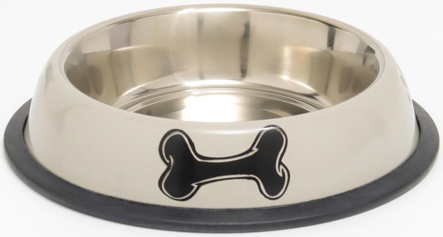 Миска с нескользящим основанием с принтом, 445 мл, серая