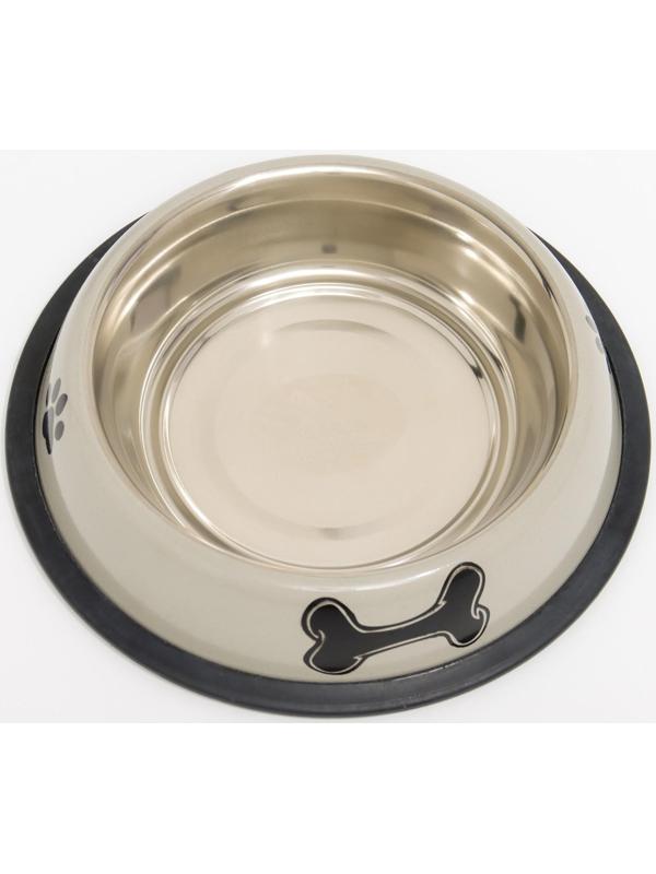 Миска с нескользящим основанием с принтом, 445 мл, серая