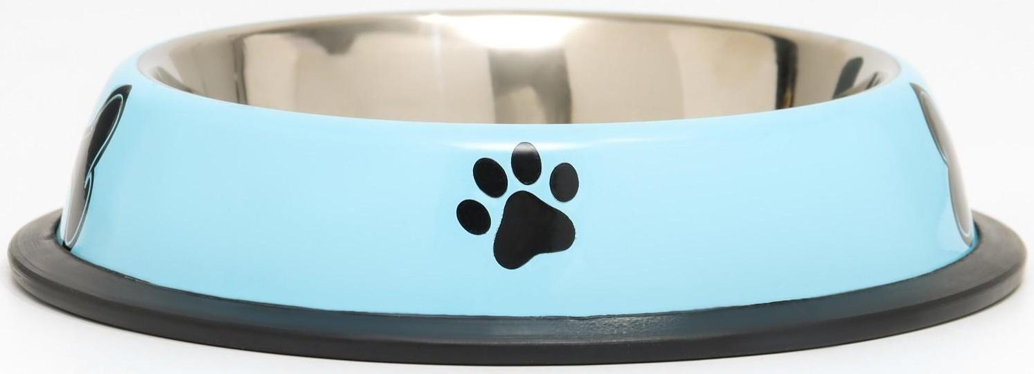 Миска с нескользящим основанием с принтом, 445 мл, голубая