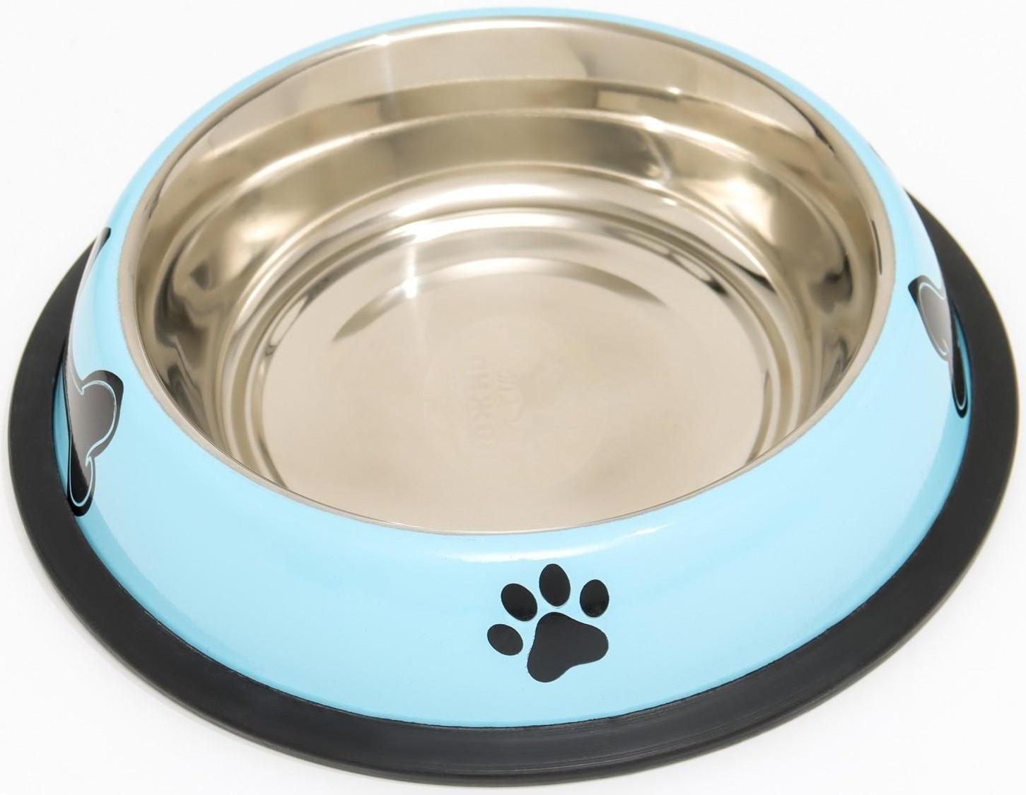 Миска с нескользящим основанием с принтом, 445 мл, голубая