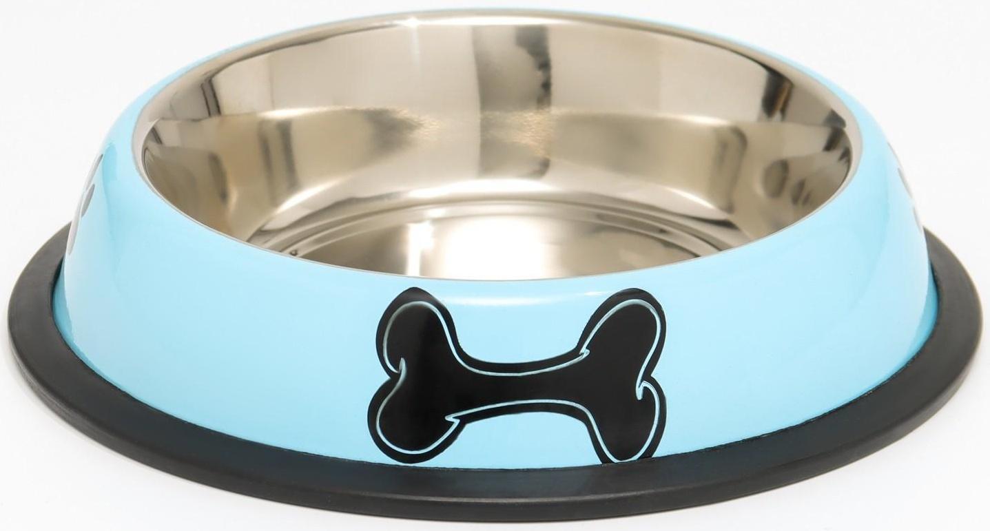 Миска с нескользящим основанием с принтом, 445 мл, голубая