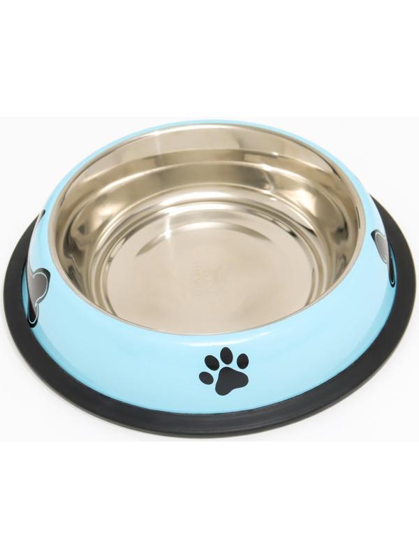 Миска с нескользящим основанием с принтом, 445 мл, голубая