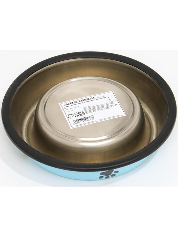 Миска с нескользящим основанием с принтом, 445 мл, голубая