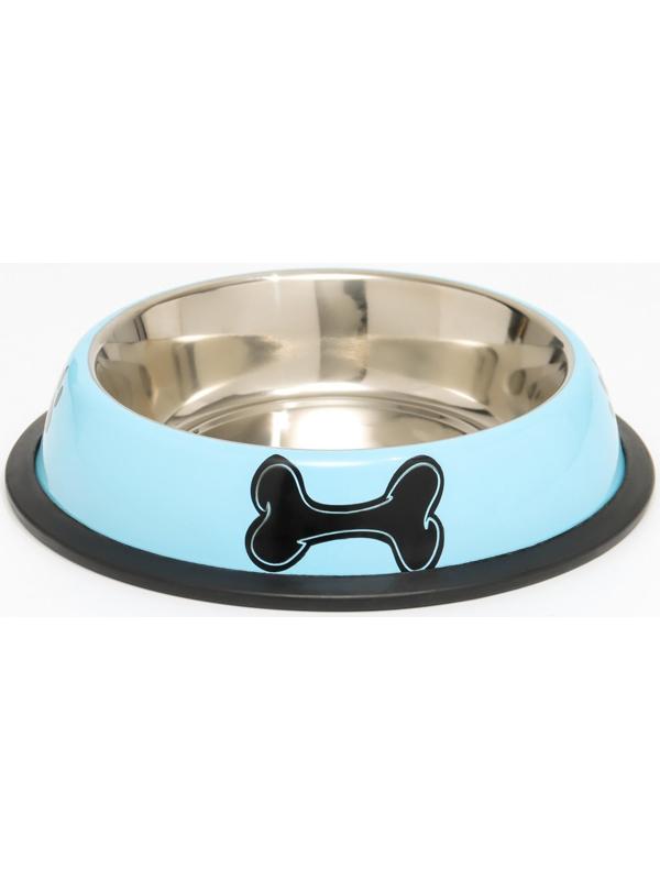 Миска с нескользящим основанием с принтом, 445 мл, голубая