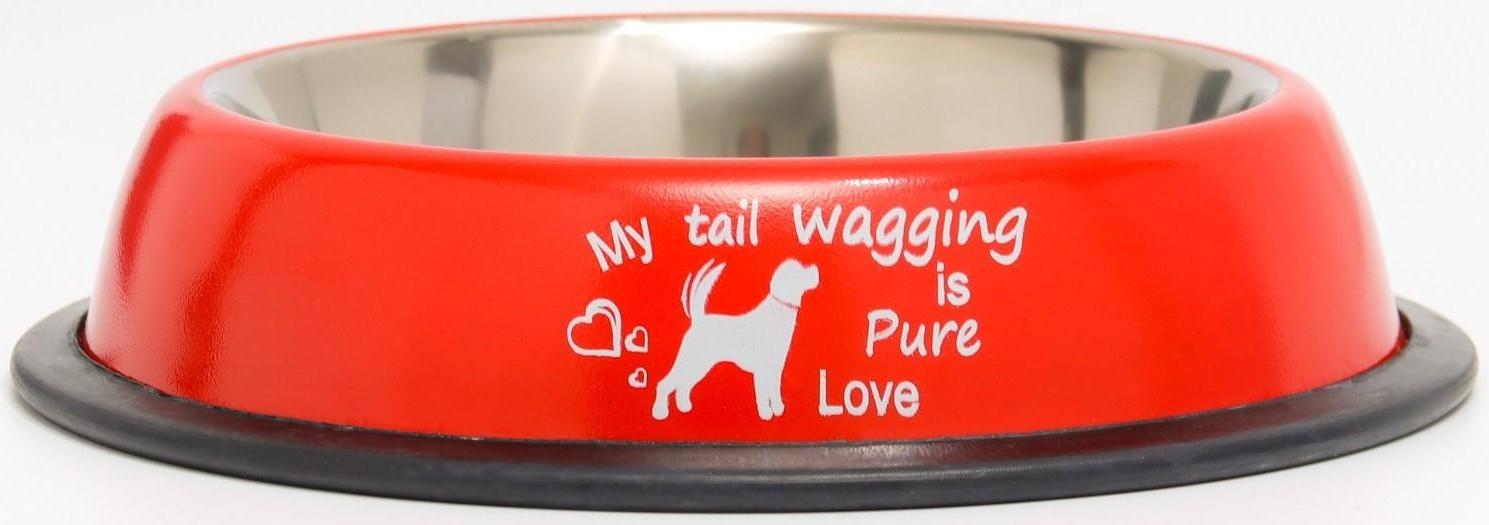 Миска с нескользящим основанием с принтом, 445 мл, красная