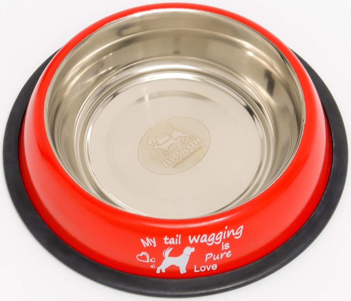 Миска с нескользящим основанием с принтом, 445 мл, красная