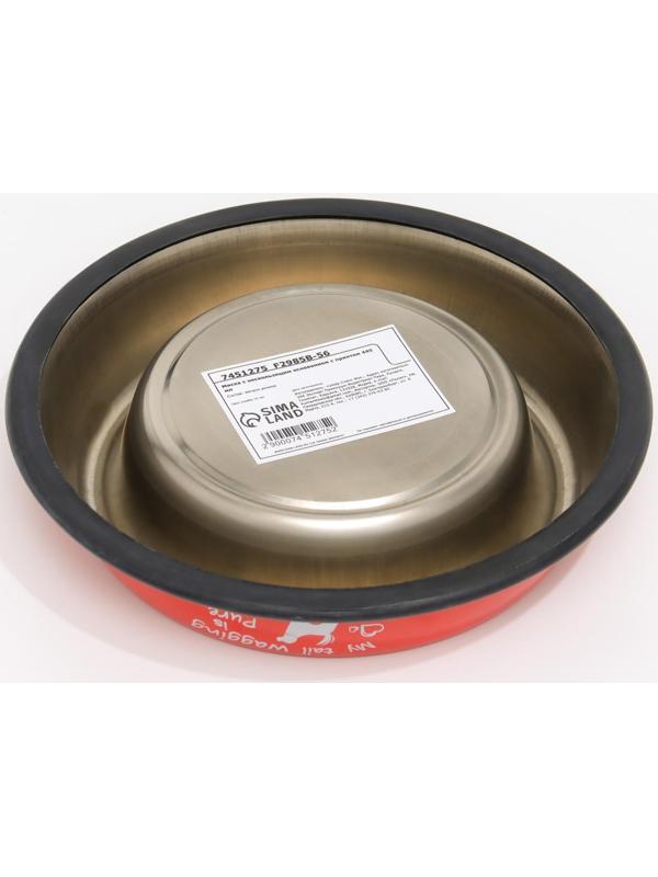 Миска с нескользящим основанием с принтом, 445 мл, красная