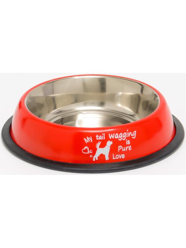 Миска с нескользящим основанием с принтом, 445 мл, красная