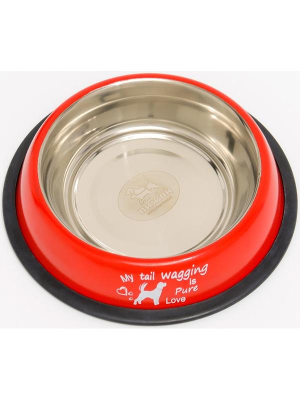 Миска с нескользящим основанием с принтом, 445 мл, красная