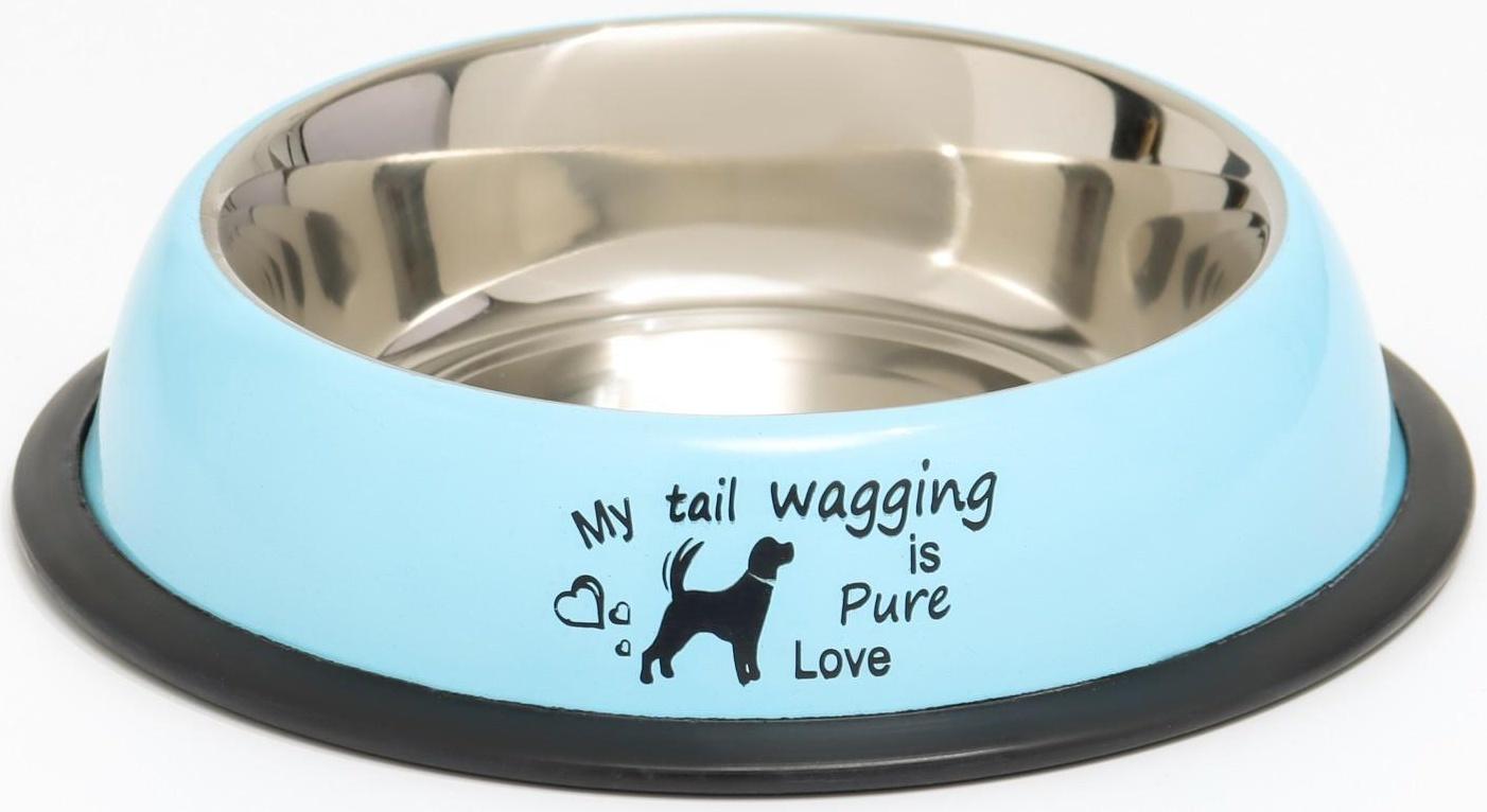 Миска с нескользящим основанием с принтом, 445 мл, голубая