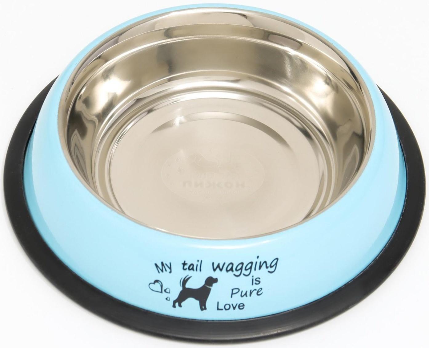 Миска с нескользящим основанием с принтом, 445 мл, голубая