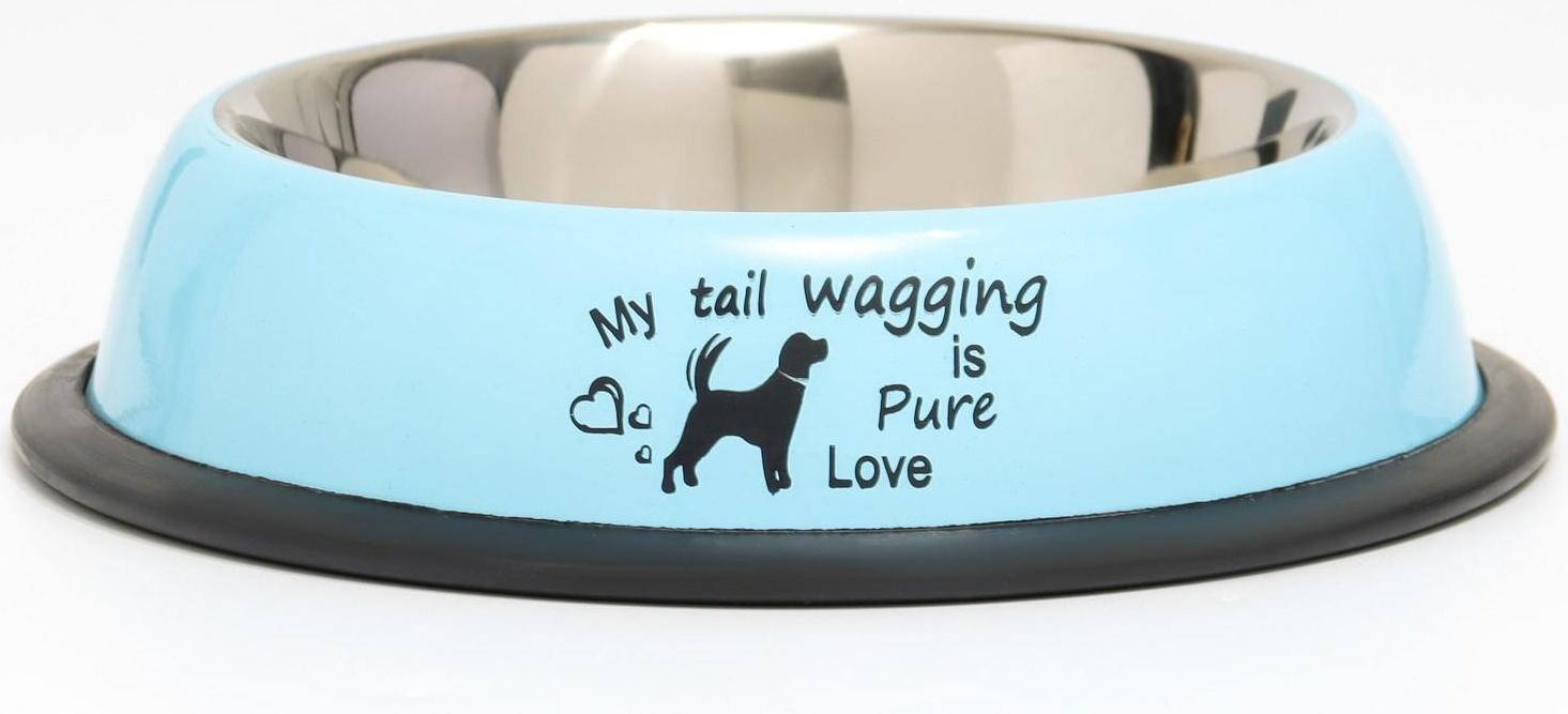 Миска с нескользящим основанием с принтом, 445 мл, голубая