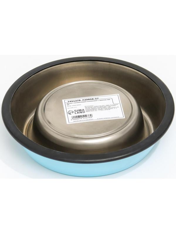 Миска с нескользящим основанием с принтом, 445 мл, голубая