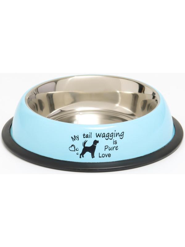 Миска с нескользящим основанием с принтом, 445 мл, голубая