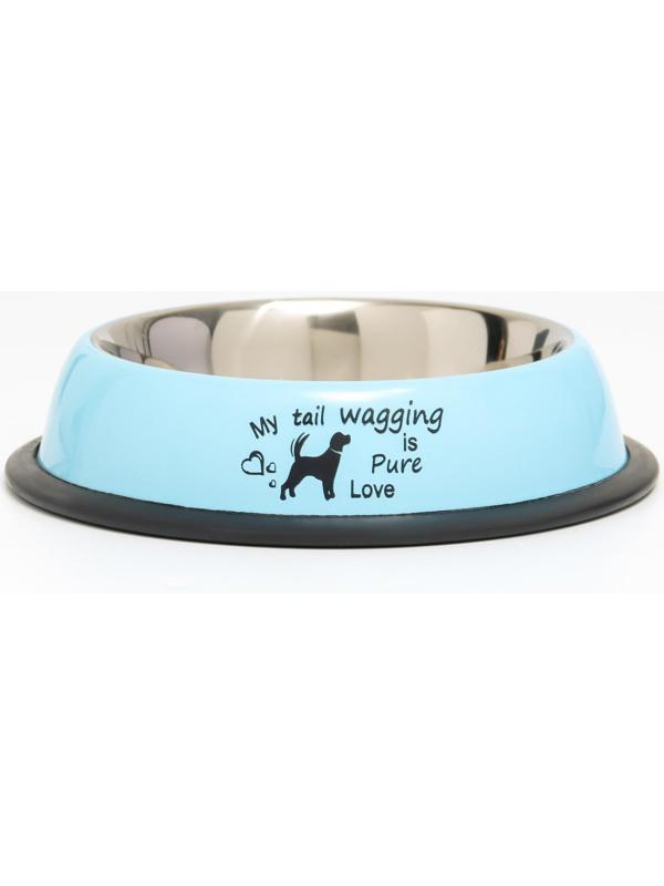 Миска с нескользящим основанием с принтом, 445 мл, голубая