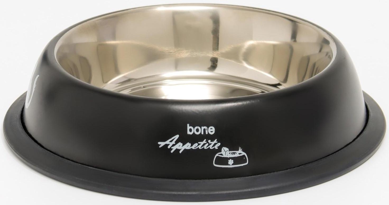 Миска с нескользящим основанием с принтом, 445 мл, чёрная