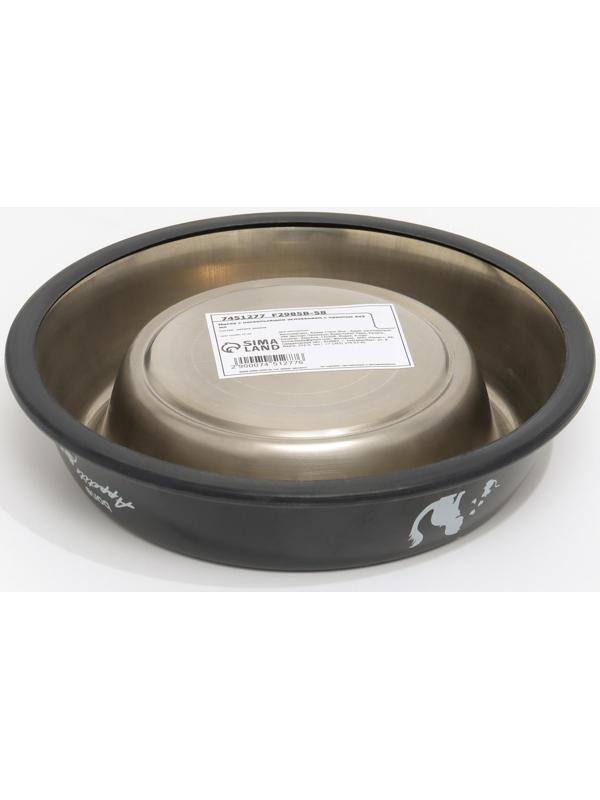 Миска с нескользящим основанием с принтом, 445 мл, чёрная