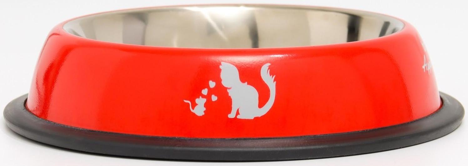 Миска с нескользящим основанием с принтом, 445 мл, красная