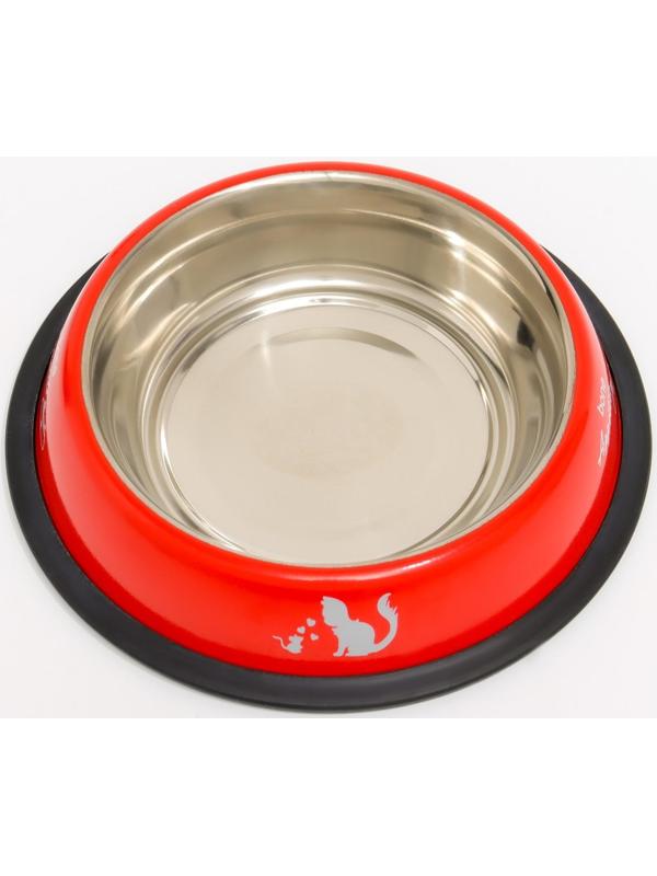 Миска с нескользящим основанием с принтом, 445 мл, красная