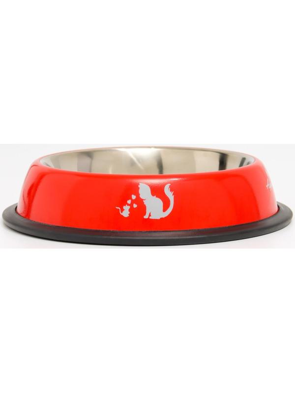 Миска с нескользящим основанием с принтом, 445 мл, красная