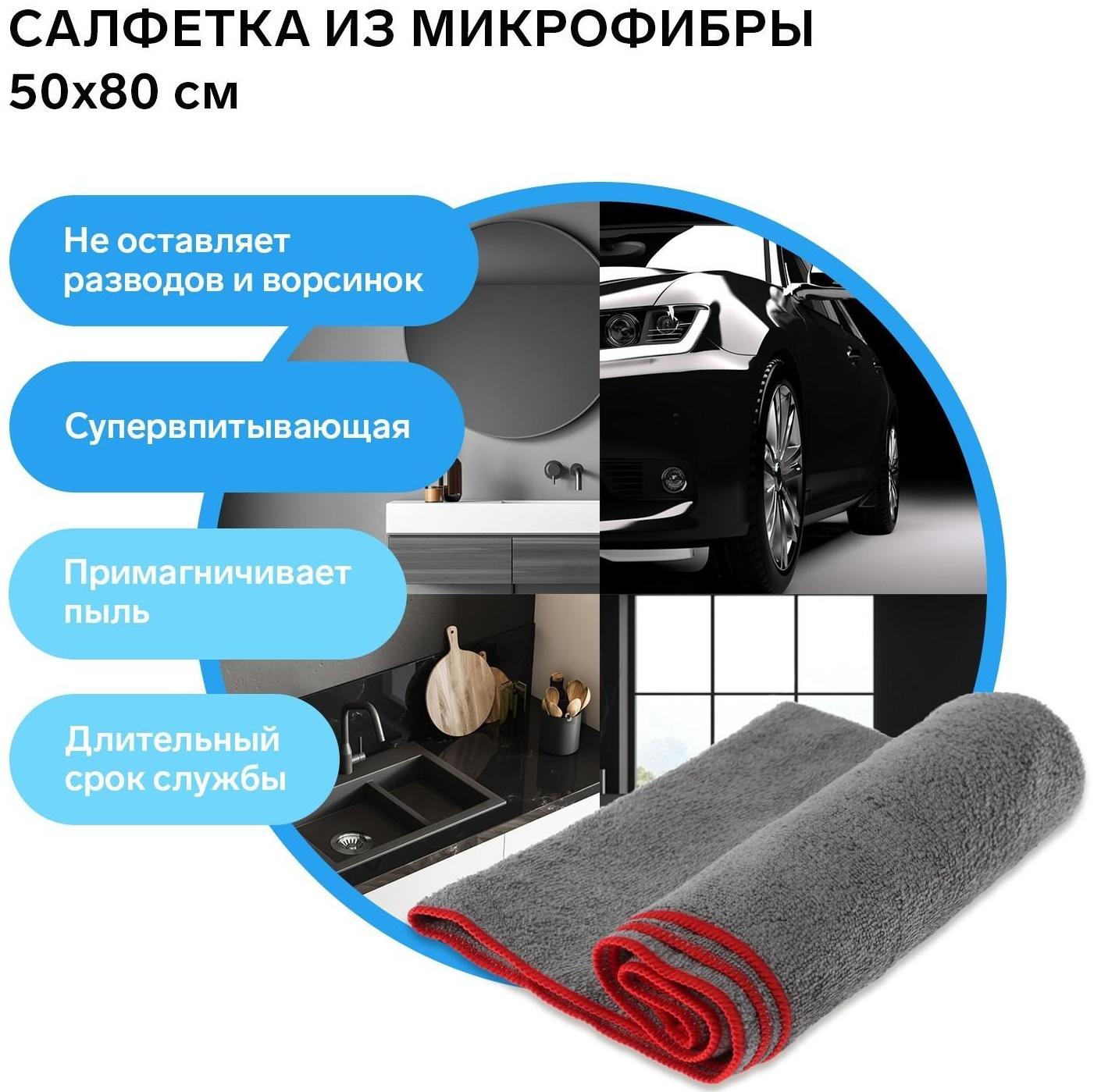 Салфетка из микрофибры пушистая, универсальная, 50 х 80 см, 250 г/м²