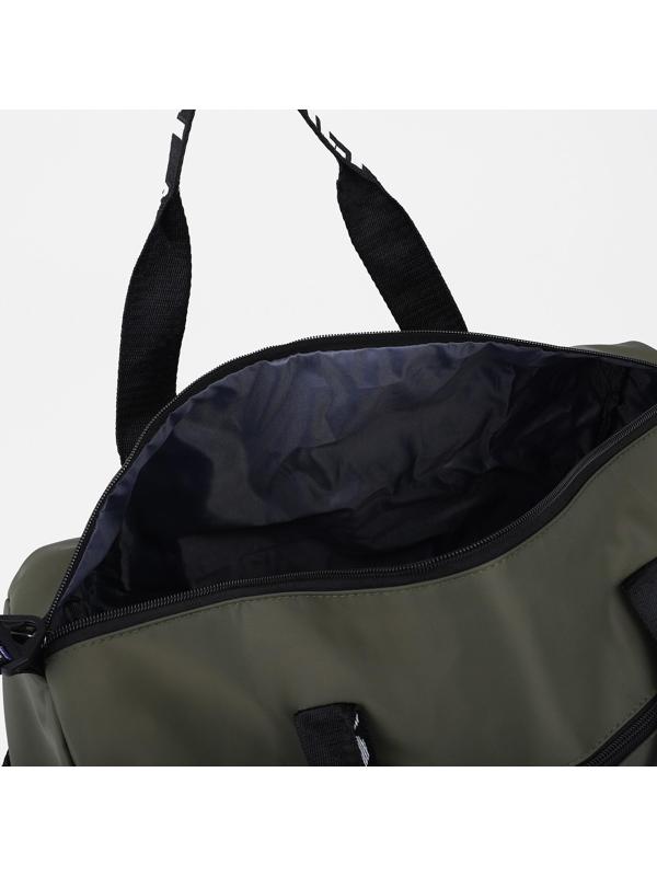 Сумка спортивная на молнии, наружный карман, цвет хаки