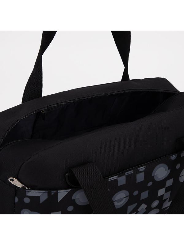 Сумка спортивная на молнии, наружный карман, держатель для чемодана, цвет чёрный