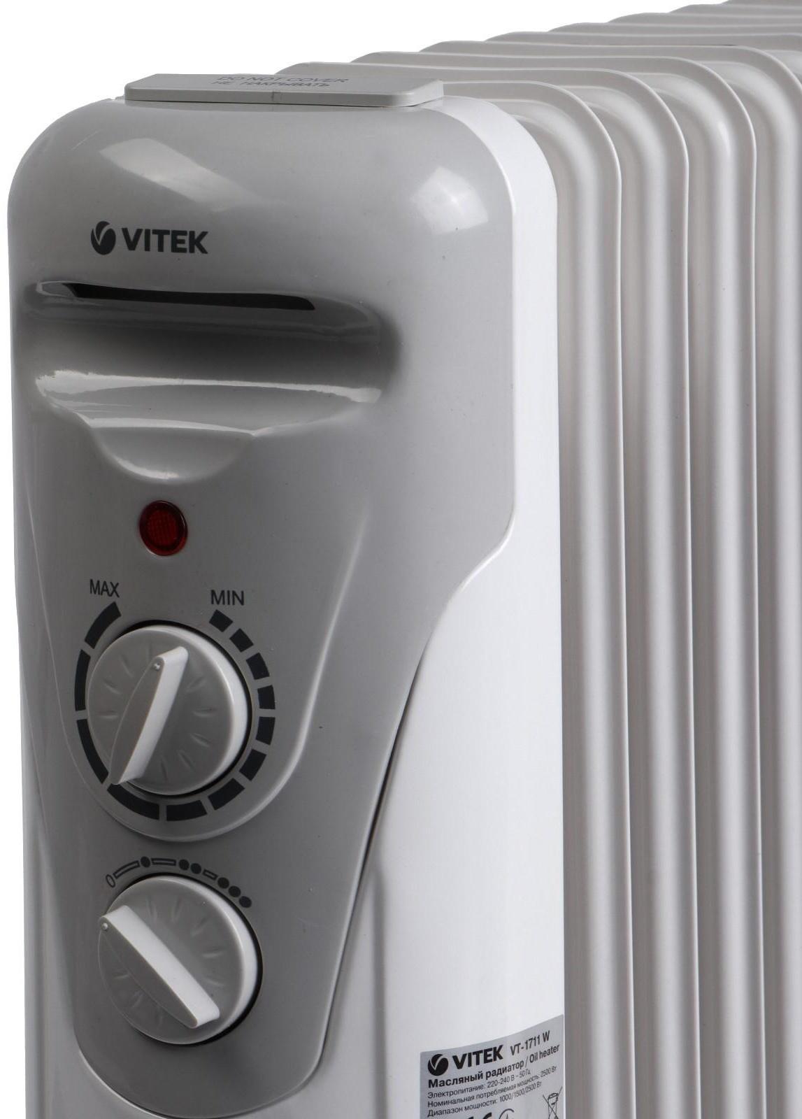 Обогреватель Vitek VT-1711 W, масляный, 1000/1500/2500 Вт, 13 секций, до 30 м²