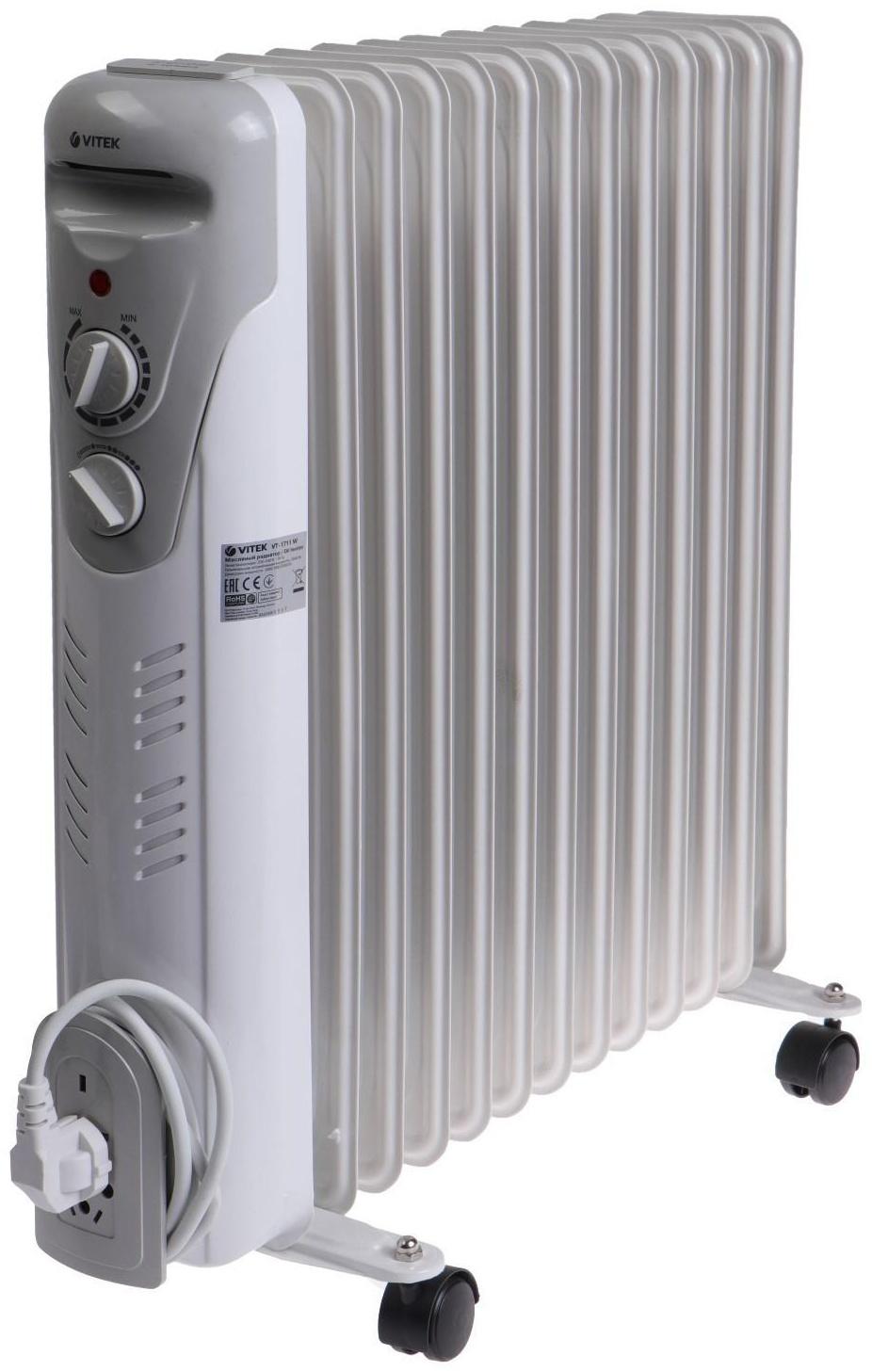 Обогреватель Vitek VT-1711 W, масляный, 1000/1500/2500 Вт, 13 секций, до 30 м²