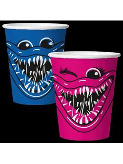 Стакан бумажный «Зубастики. Синий/Фуше», в наборе 6 штук, 250 мл