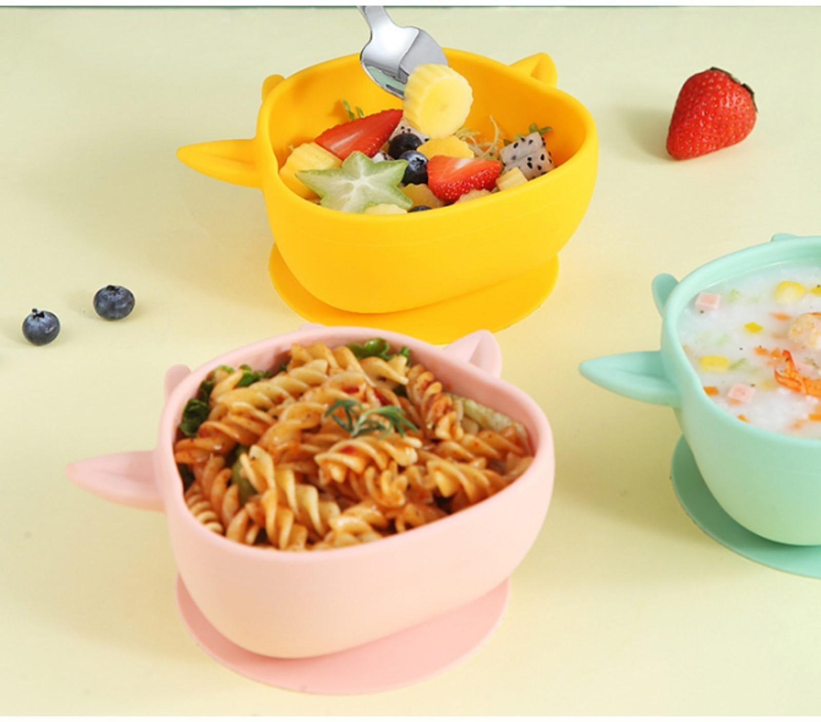 Тарелка детская на присоске, силиконовая, цвет желтый, р-р: 12х15х5,5 см