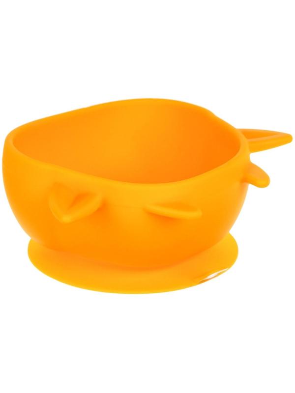 Тарелка детская на присоске, силиконовая, цвет желтый, р-р: 12х15х5,5 см