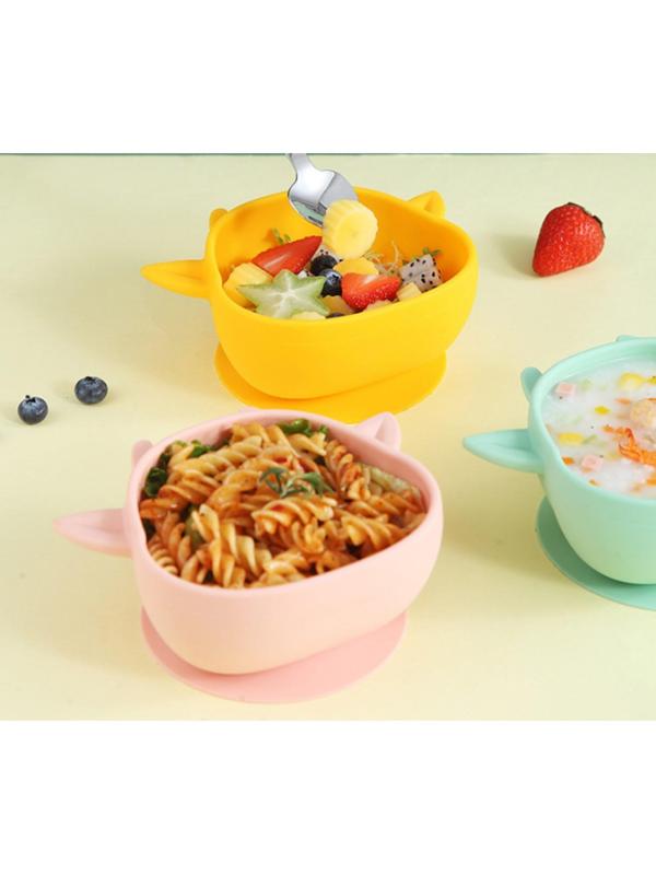 Тарелка детская на присоске, силиконовая, цвет желтый, р-р: 12х15х5,5 см