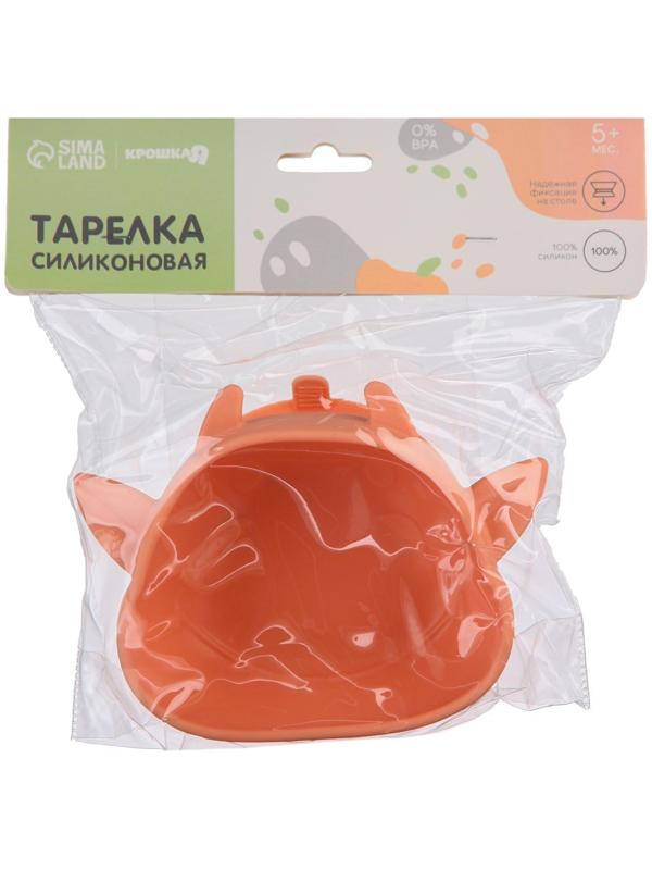 Тарелка детская на присоске, силиконовая, цвет розовый, р-р: 12х15х5,5 см