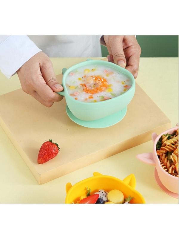 Тарелка детская на присоске, силиконовая, цвет розовый, р-р: 12х15х5,5 см