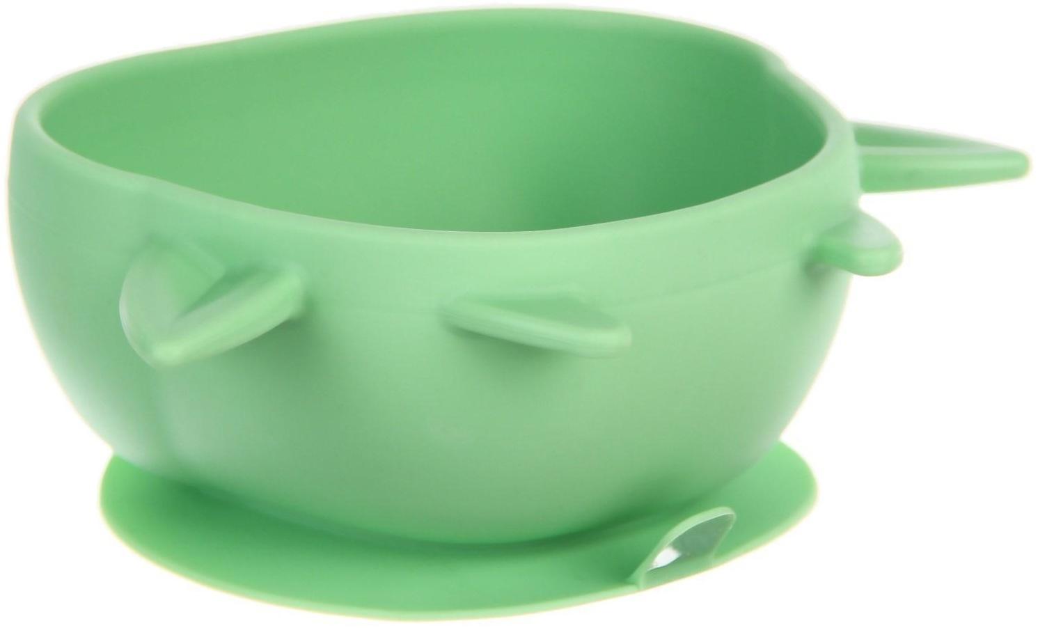 Тарелка детская на присоске, силиконовая, цвет бирюзовый, р-р: 12х15х5,5 см