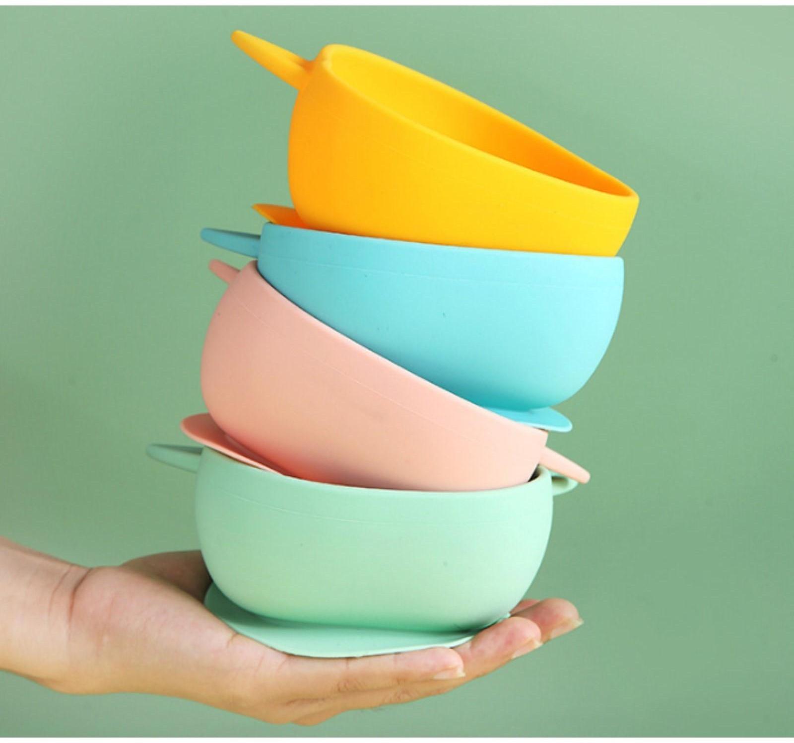 Тарелка детская на присоске, силиконовая, цвет бирюзовый, р-р: 12х15х5,5 см