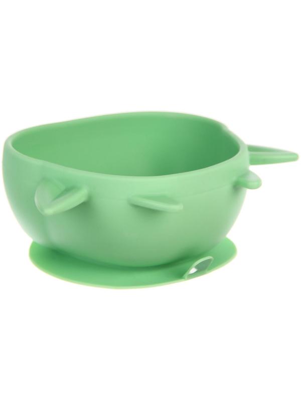 Тарелка детская на присоске, силиконовая, цвет бирюзовый, р-р: 12х15х5,5 см