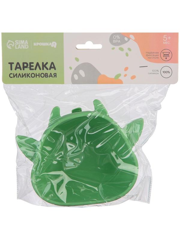 Тарелка детская на присоске, силиконовая, цвет бирюзовый, р-р: 12х15х5,5 см