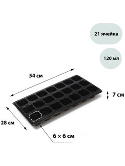 Кассета для рассады, 21 ячейка по 120 мл, чёрная, Greengo
