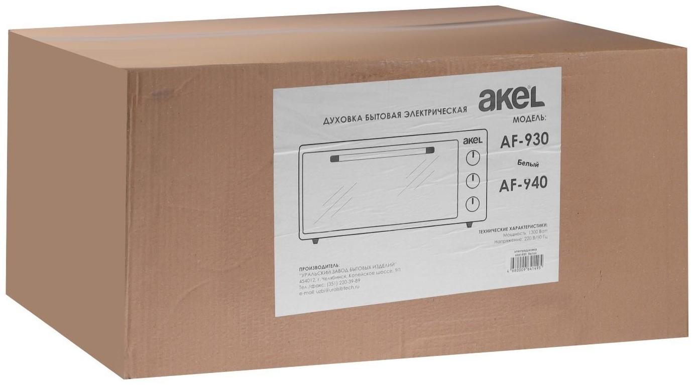 Мини-печь AKEL AF-930, 1300 Вт, 48 л, 80-320°С, таймер, белая