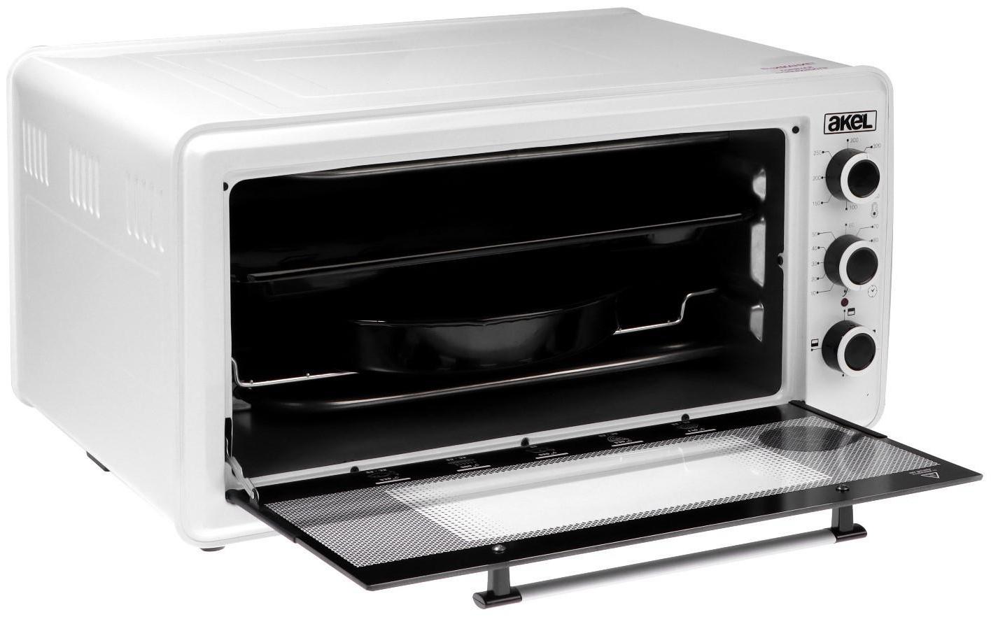 Мини-печь AKEL AF-930, 1300 Вт, 48 л, 80-320°С, таймер, белая