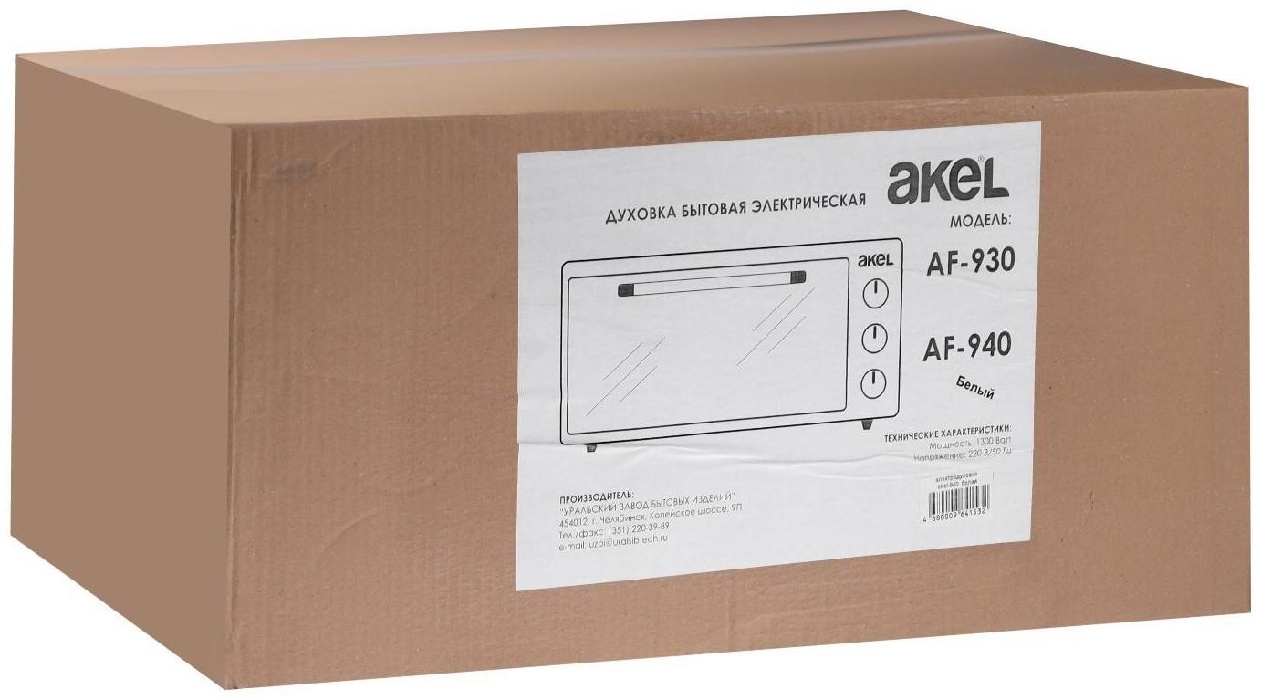 Мини-печь AKEL AF-940, 1300 Вт, 48 л, 80-320°С, таймер, гриль, белая