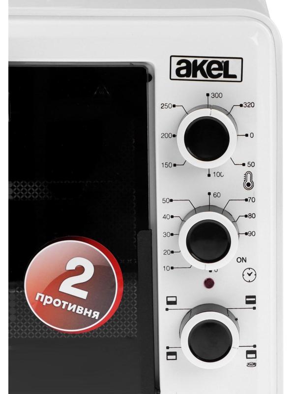 Мини-печь AKEL AF-940, 1300 Вт, 48 л, 80-320°С, таймер, гриль, белая