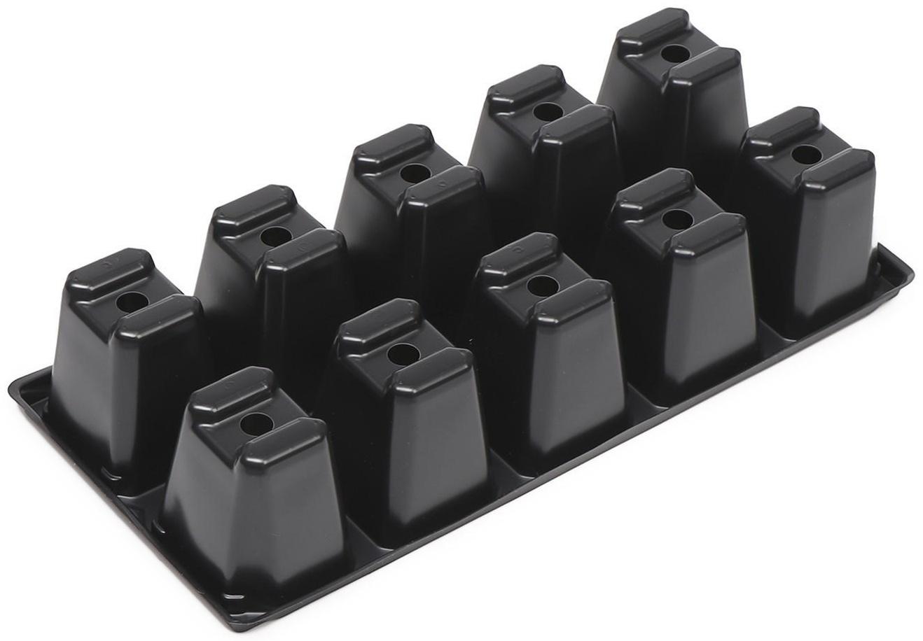 Кассета для рассады, 10 ячеек по 100 мл, набор 5 шт., чёрная