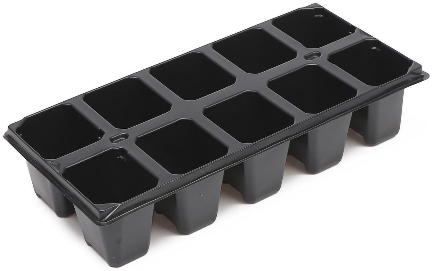 Кассета для рассады, 10 ячеек по 100 мл, набор 5 шт., чёрная
